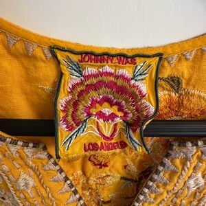 Johnny Was Yellow Embroidered Blouse